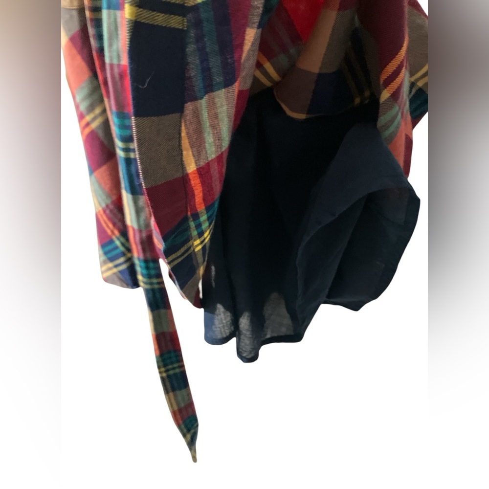 Modcloth Red Navy Tan Plaid Midi Dress with Belt - Picture 6 of 7
